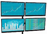 עמדת מסחר בבורסה - 4 מסכים כולל מעמד Braumers 27" Monitor עמדת מסחר בבורסה - 4 מסכים כולל מעמד Braumers 27" Monitor