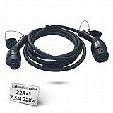 מאריך כבל טעינה לרכב חשמלי 7.5 מטר 22 קילוואט Type-2 To Type-2 TPU מאריך כבל טעינה לרכב חשמלי 7.5 מטר 22 קילוואט Type-2 To Type-2 TPU